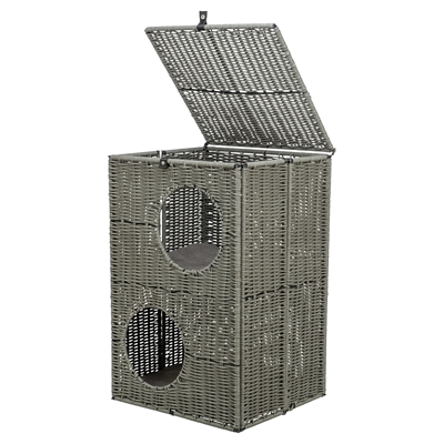 Trixie kattenmand amalia hoekig polyrattan grijs - Afbeelding 3