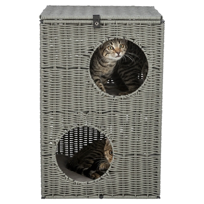 Trixie kattenmand amalia hoekig polyrattan grijs - Afbeelding 9