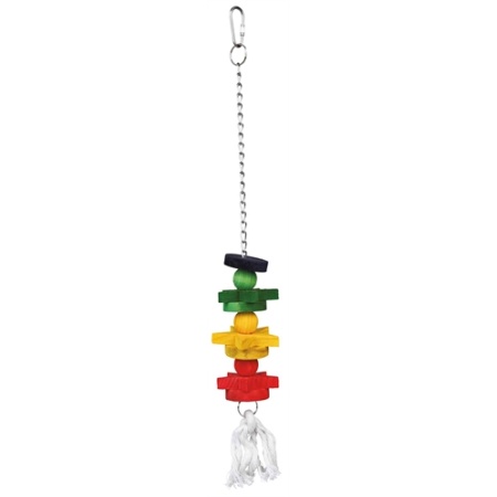 Trixie vogelspeelgoed aan ketting met touw / hout meerkleurig